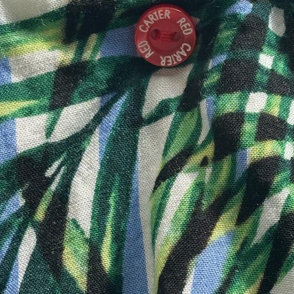 Red Carter Anthropologie Flowy Ruffle Tiered beach coverup dress, palm tree - Picture 9 of 12